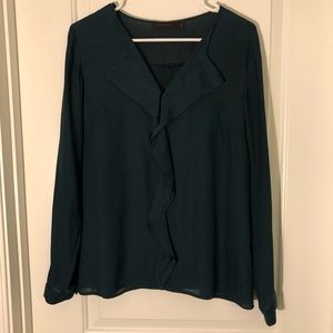 Feel Emerald Ruffle Front Blouse